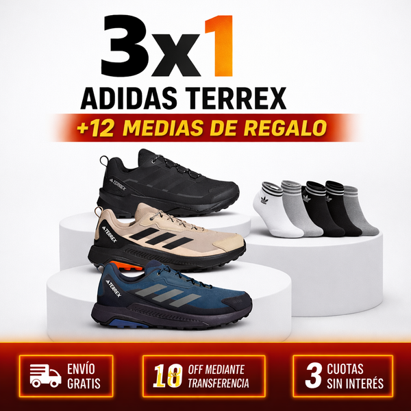 3X1 ADIDAS: 3 PARES DE ZAPATILLAS TERREX AL PRECIO DE 1 +12 PARES DE MEDIA DE REGALO